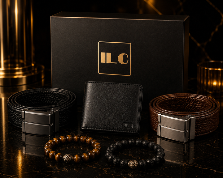 ILC Executive Elite Gift Set™ | Premium Men's Wallet, Dual Ratchet Belt & Bracelet Collection