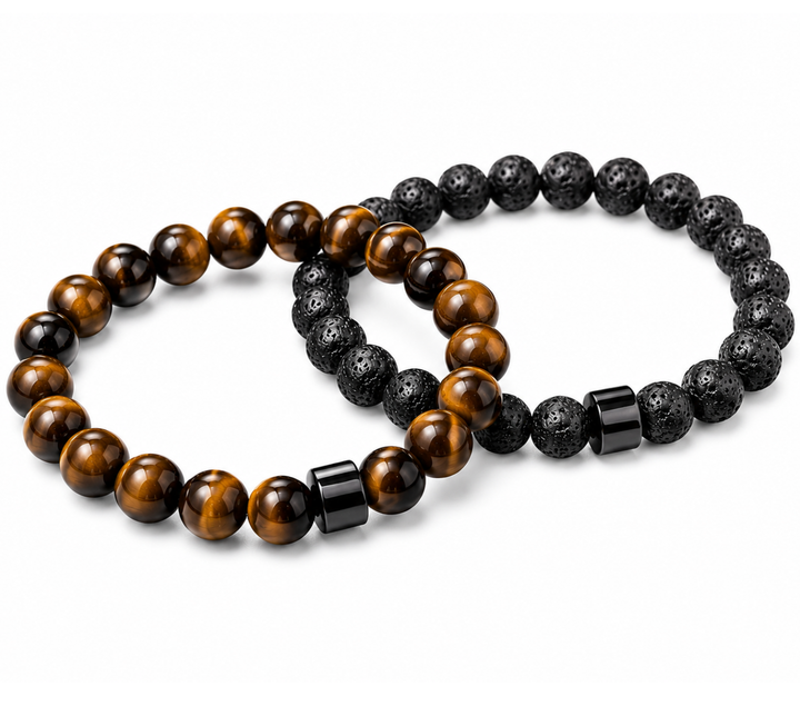 ILC Signature Bracelet Pair (Tiger Eye Bracelet + Lava Stone Bracelet)