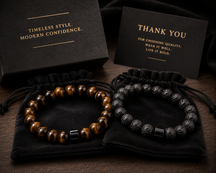 ILC Signature Bracelet Pair (Tiger Eye Bracelet + Lava Stone Bracelet)